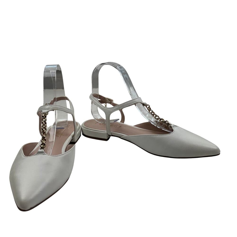 Nanette Leopre Angelina Pointed Toe Sling Back Flats Chain Detail Women's 6.5